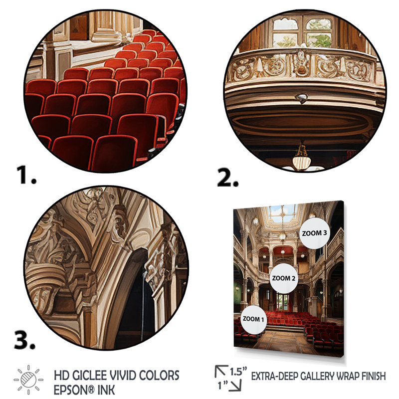 «Berniss Theatres Architecture Curtain Call II», reproduction sur toile, H 32 po x l 24 po x P 1 po, Cadre photo noir