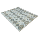 Tapis géométrique fait à la main gris / brun / blanc cassé Kilim