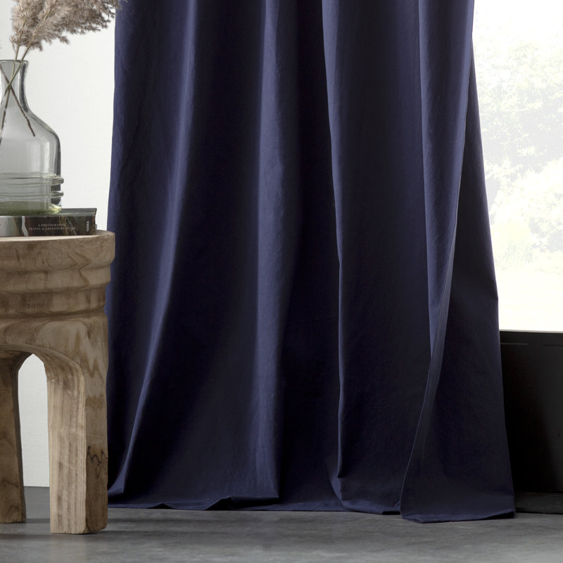 Archaeo Sarro Washed Cotton Semi-Sheer Tab Top Curtain Panel, 52" W x 63" L, Silver