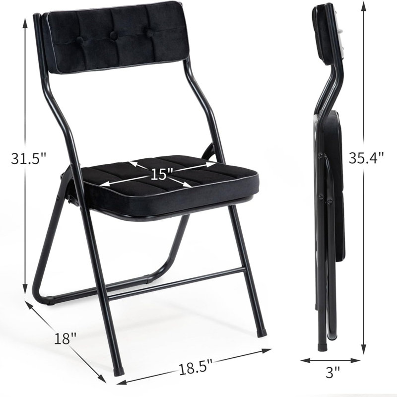 4-Pack Padded Folding Chairs – Portable Cushioned Dining Chairs for Guests, Black