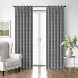 Shay Window Pane Gray Cotton Pinch Pleat Drapery Panel Set of 2