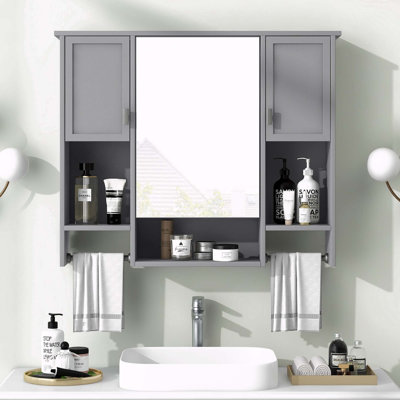 35'' x 28'' Wall Mounted Bathroom Storage Cabinet with Mirror
