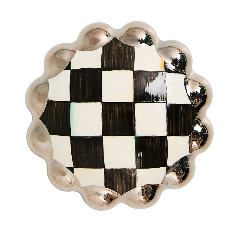 Check Round Knob, Black/Platinum Lustre, 2"