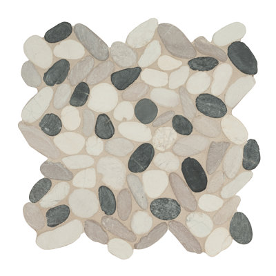 Carreau de mosaïque de sol en pierre naturelle 12 po x 12 po Marvella Pebble