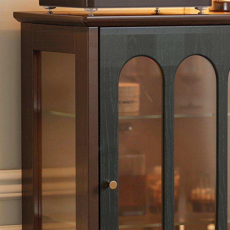 Buffet en noyer et bois massif noir, Black;Walnut