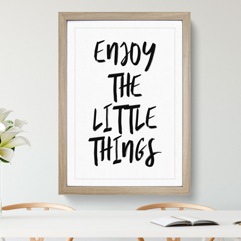 Enjoy the Little Things - Picture Frame Typography, Oak, 48cm H x 36cm W x 2cm D