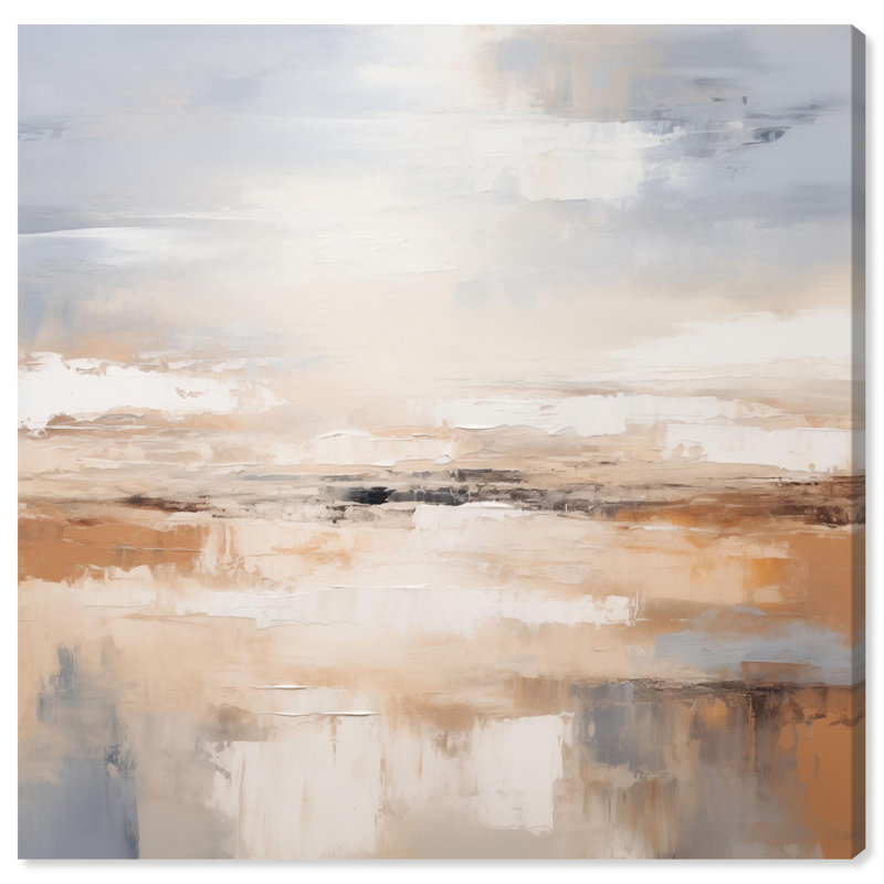 "Coastal Calm", art abstrait neutre par , Toile tendue, H 16 po x l 16 po