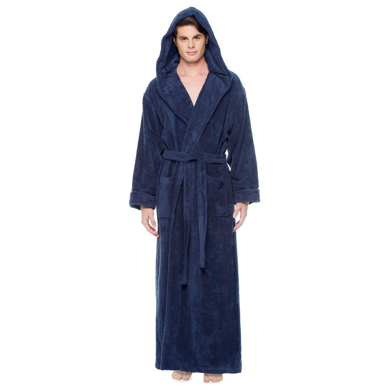 Peignoir à capuche mâle 100% coton avec capuche Bulloch, XXL, Bleu marine