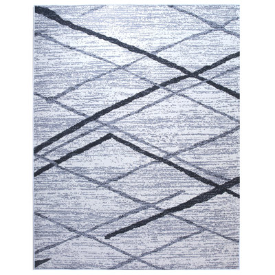 Modern Diamond Trellis Machine Washable Area Rug with Built-in Padding and Non-Slip Backing
