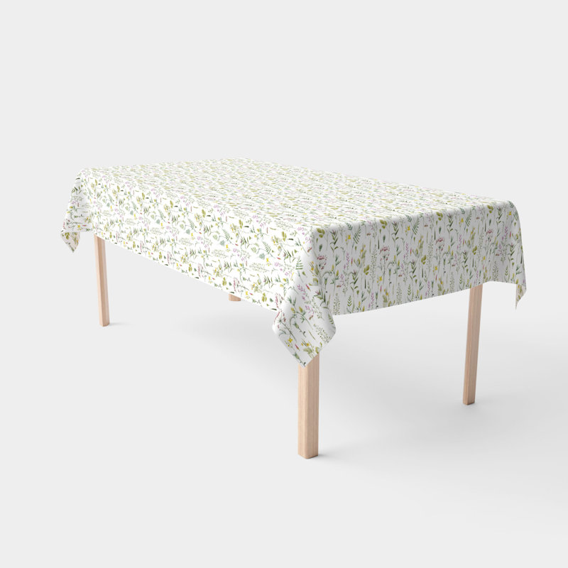 Rectangular Tablecloth, 100% Cotton, 52X104", Botanical Stripe, 104" L x 52" W