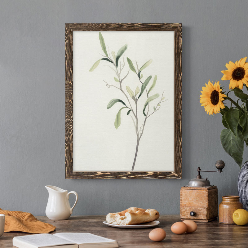 Spindle Sprig III - peinture sur toile encadrée, Noyer, H 20 po x l 17 po x P 1 po