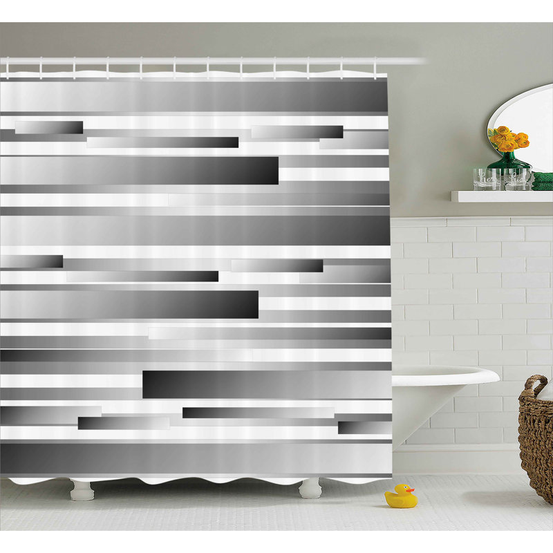 Rideau de douche décoration moderne régulier + crochets Ella, l 69 po x L 84 po