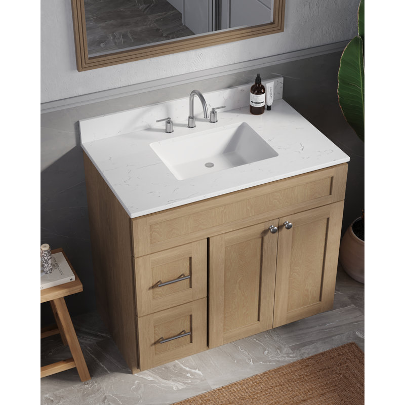 Ensemble de meuble-lavabo simple 37 po Chrisna, Chêne naturel