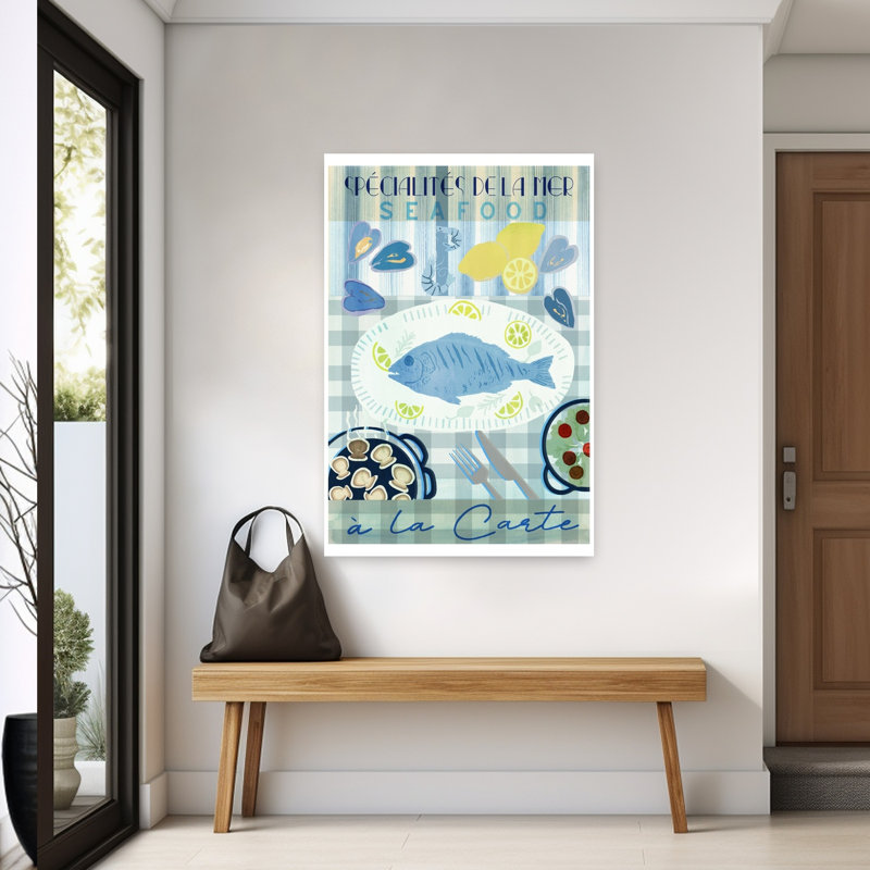Impression d'art mural rétro de poisson frais français, H 60 po x l 40 po