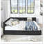 Lit Queen capitonné avec rangement intégré, canapé-lit avec dossier et accoudoirs confortables pour la chambre et le salon