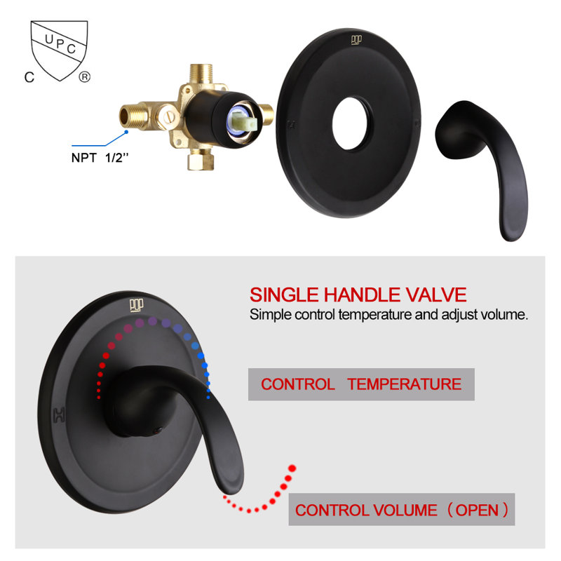 All-In-One Kit with Rough in-Valve, Matte Black