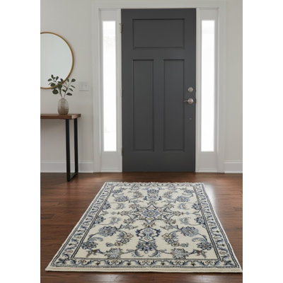One-of-a-Kind 2'6" X 4' New Age Wool Area Rug in Cream