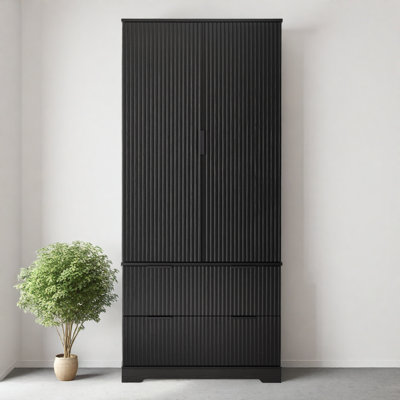 Garde-manger cannelé 72 po - panneau de fibres à densité moyenne avec 8 portes à épices, 2 grands tiroirs à fermeture en douceur, tablette réglable, rangement autoportant pour la cuisine / salle de bain / entrée
