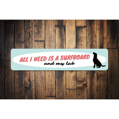 Panneau en aluminium Surfing Dog