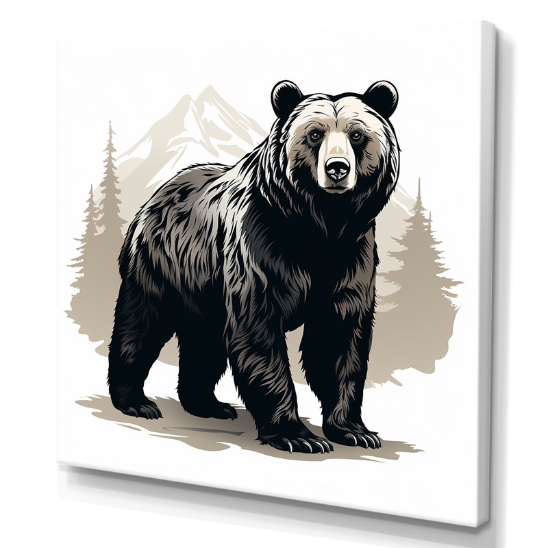 «Curious Bear Winter Forest I - Bear 2», art mural, Toile tendue, 36" H x 36" W
