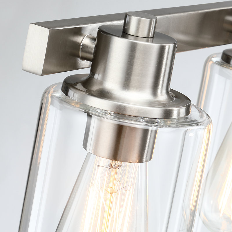 Éclairage pour salle de bain 40 '' nickel clair 5 lumières avec abat-jour en verre, Nickel brossé, 5 lumières