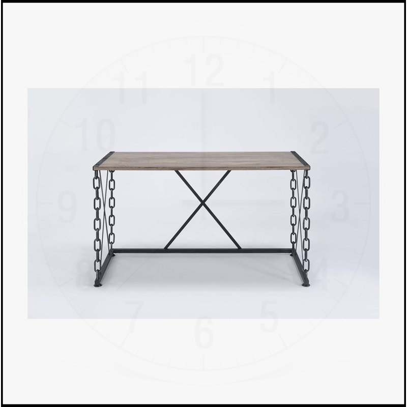 Charming Rustic Console Table with Industrial Metal Chain Base