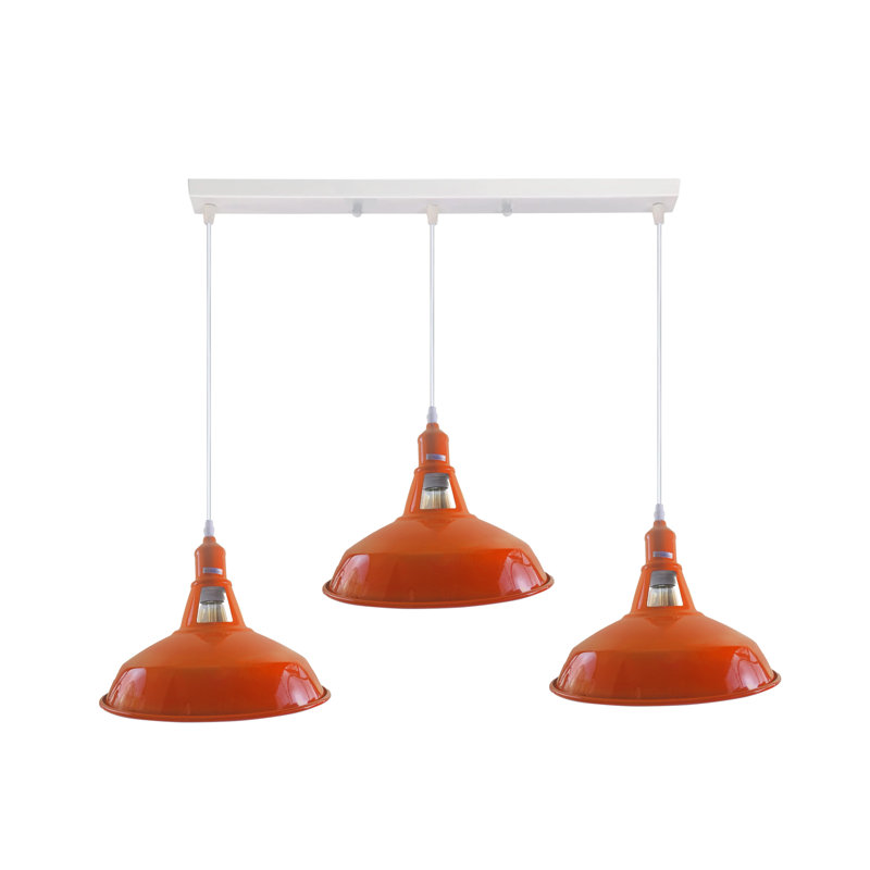 3 - Light Silver Kitchen Island Pendant, Orange, No