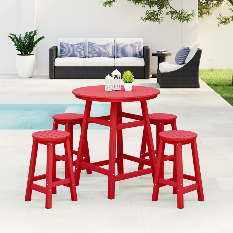 Laguna 5-Piece Round Counter Set, Red
