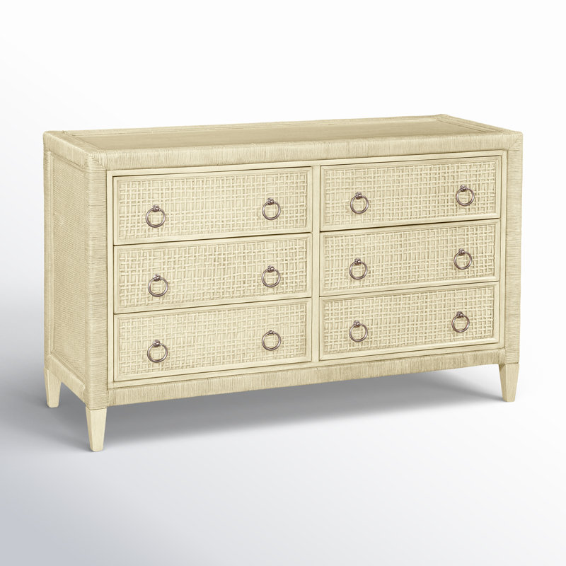 Commode 6 tiroirs Monterey, Bisque, Non, Nickel satiné