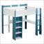 Lit mezzanine double avec tablettes de rangement intégrées