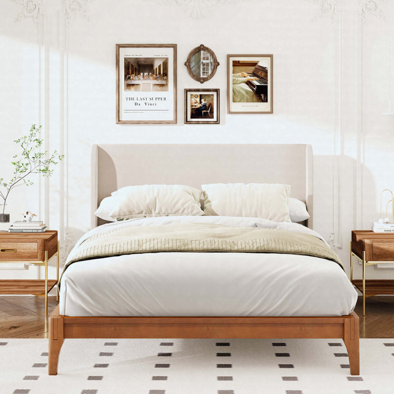 Premium Bamboo Platform Bed with Stylish Headboard and Ample Storage, King, Brown