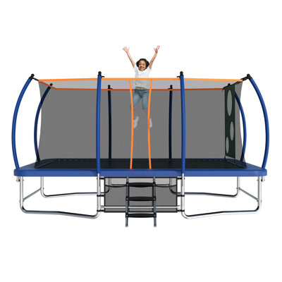 10*16ft Rectangular Trampoline with Ladder,Storage Bag,Enclosure Net,Soccer Shot