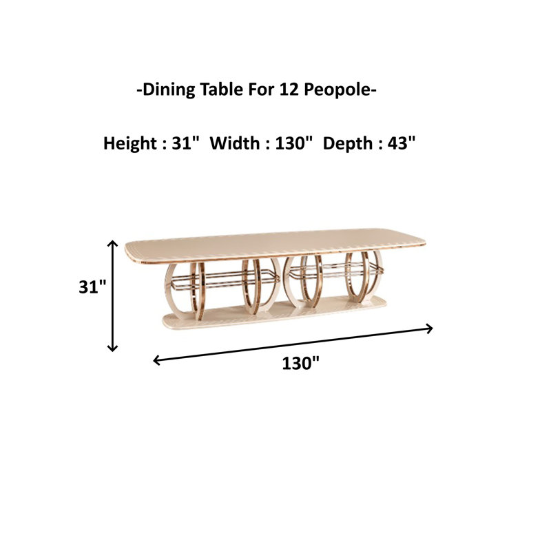 Luxurious Beige Velvet Dining Set With Gold Accents – Multiple Seating Options Available, 13, 31"H x 130"L x 43"W