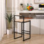 Set Of 2 Bar Stools With Back  Paper Rope Woven Counter Height Dining Chairs For Kitchen, Home