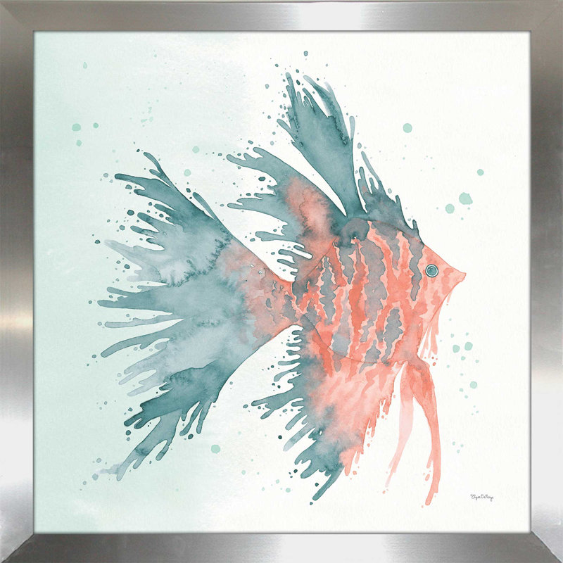 «Splash V», reproduction de peinture à l'aquarelle sur toile, H 21,5 po x l 21,5 po x P 0,75 po, Encadrement argenté