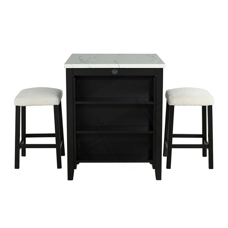 3Pc Dining Set With Storage Shelves
