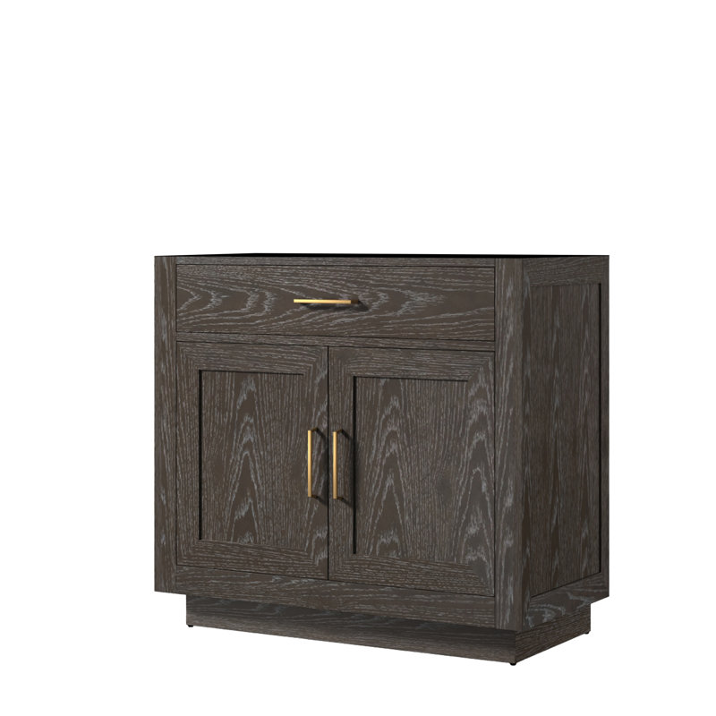 Meuble-lavabo simple l 36 po x P 22 po Finition chêne brun autoportante à fermeture en douceur