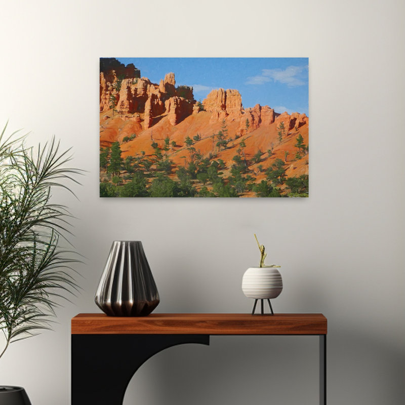 Art contemporain du Sud-Ouest abstrait paysage naturel, H 16 po x l 24 po