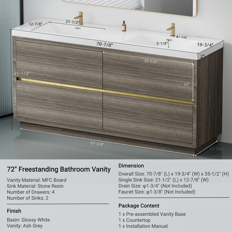 Meuble-lavabo flottant avec double lavabo Dalton