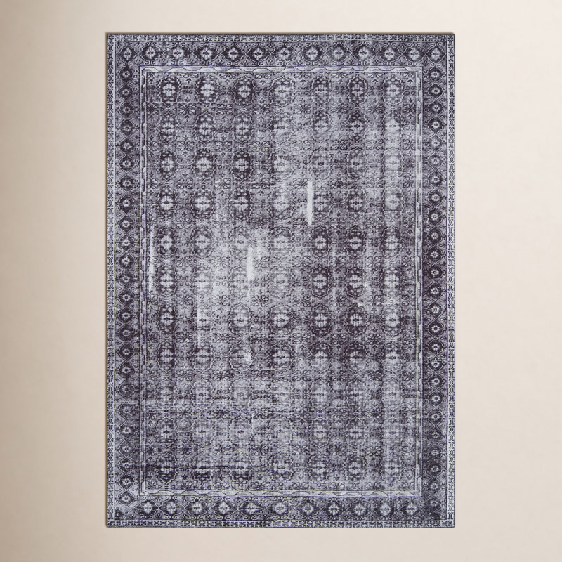 Tapis ivoire / gris foncé Latte Aldina Lynna, Rectangle 3 pi x 5 pi