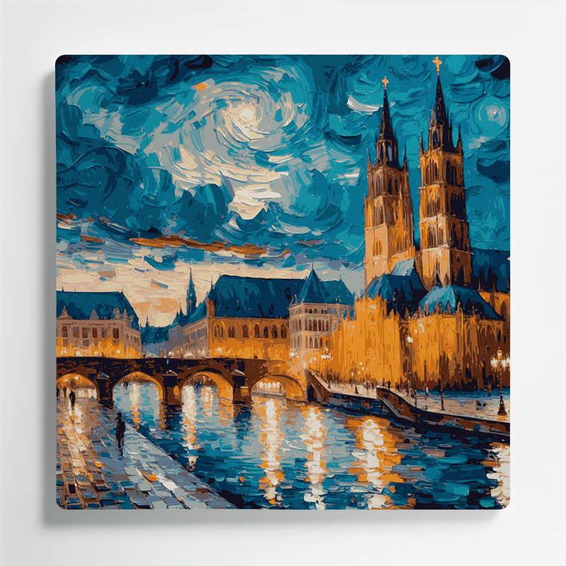 Art mural bleu en villes, Munich, Allemagne, H 32 po x l 32 po