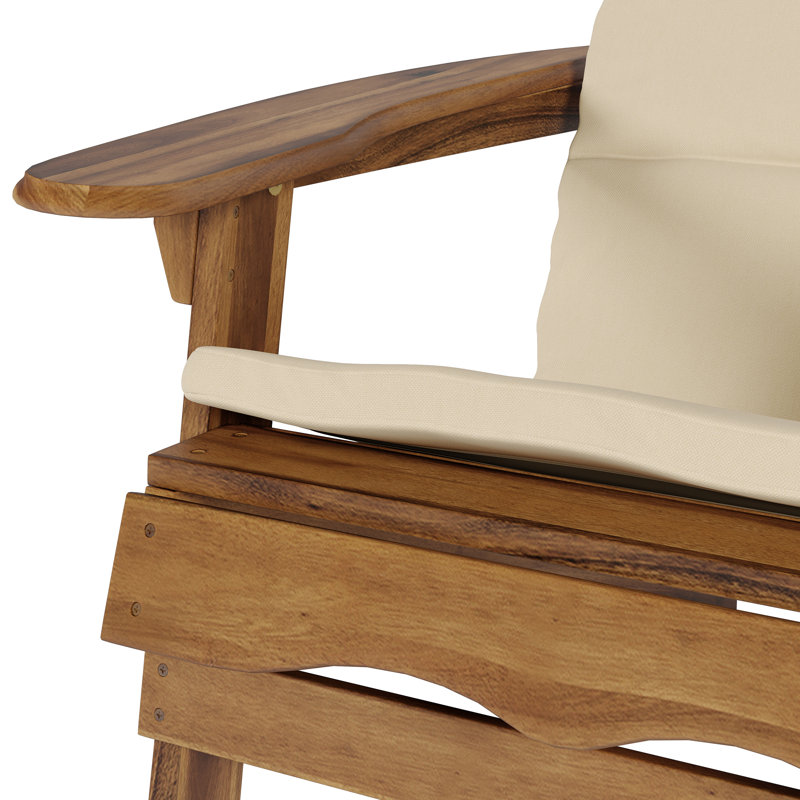 Matthias Foldable Outdoor Adirondack Set, Natural/Khaki