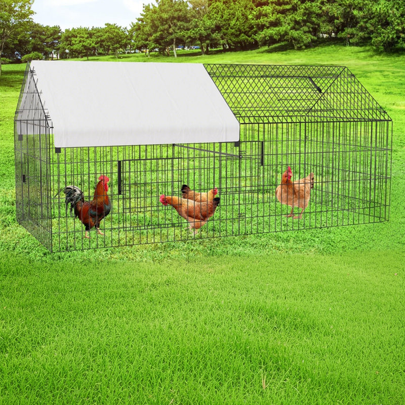 Grand poulailler avec serrure de porte sécurisée, enclos pour animaux portable pour poulets, canards, lapins, arrière-cour et ferme (130 po x 40 po x 40 po)