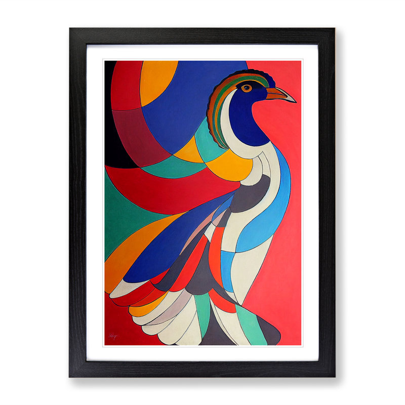 Peacock Abstract No.1 - Single Picture Frame Print, Black Framed, 64cm H x 46cm W x 2cm D