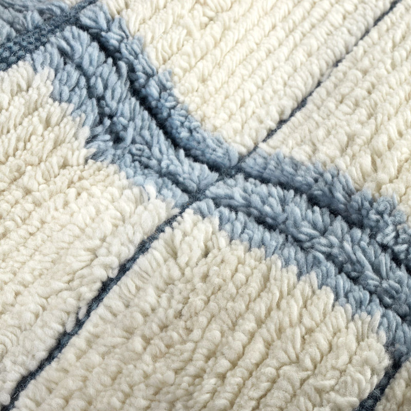 Tory Pewter Blue Hand Knotted Wool Rug, Rectangle 5' x 8'