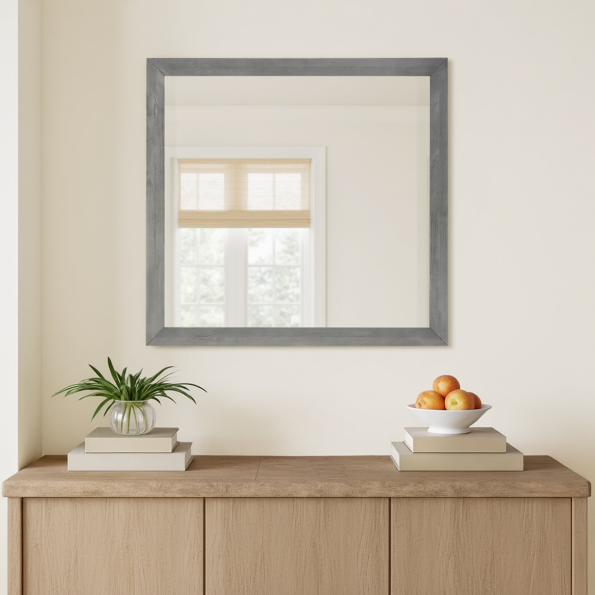 Langley Rectangle Wall Mirror, Gray