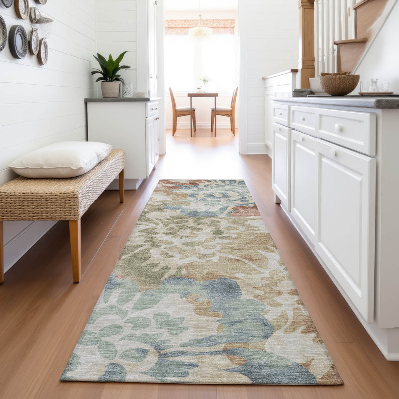 Machine Washable Indoor/Outdoor Xhevrie Paprika Rug, Runner 2'3" x 7'6"