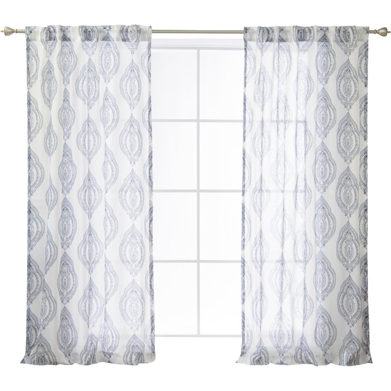 Paire de rideaux transparents avec passe-tringle Yareli, Bleu marine