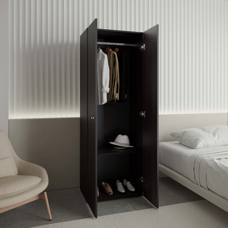 Home 2 Doors Closet System Armoire, Black