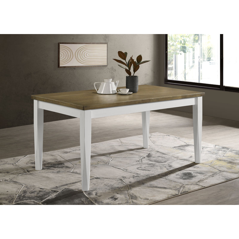 Giustina Rectangular 59-inch Dining Table Brown Brushed, Brown/White